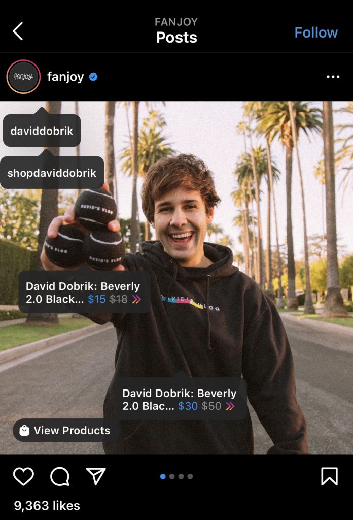 David Dobrik Sponsore Content