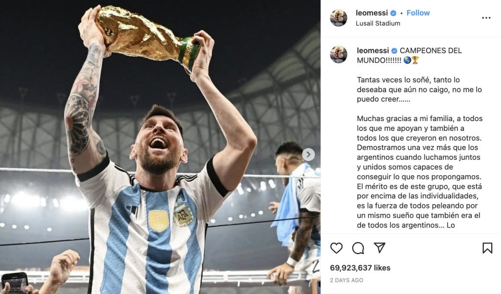 Lionel Messi Has Uploaded the Most Liked Image by a Sportsperson